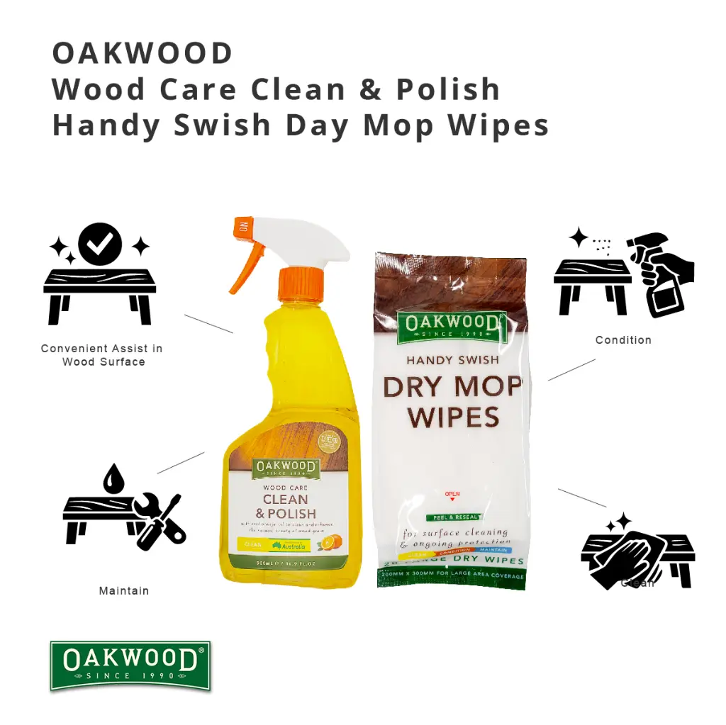 Oakwood 木质清洁抛光剂500ml + 便利干纸巾Set A
