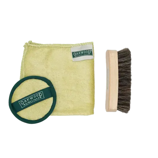 Set A Oakwood: Kain Pembersih + Berus Bulu Kuda Profesional